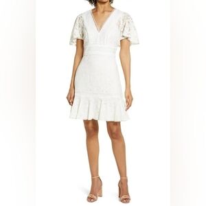 Eliza J Lace Fit & Flare Dress - Ivory